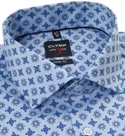 OLYMP Hemd, Body Fit, Baumwolle, Extra Langer Arm, Hellblau-royal Gemustert 8 OLYMP Hemd, Body Fit, Baumwolle, Extra Langer Arm, Hellblau-royal Gemustert -Maenner Mode Haus 320386 norm2