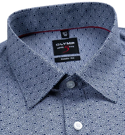 OLYMP Hemd, Body Fit, Baumwolle, Extra Langer Arm, Marineblau Gemustert 4 OLYMP Hemd, Body Fit, Baumwolle, Extra Langer Arm, Marineblau Gemustert – Bild 2