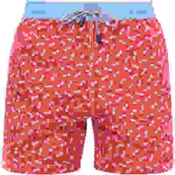Badeshorts, Mikrofaser, Rot-blau Gemustert -Maenner Mode Haus  321101 norm 1