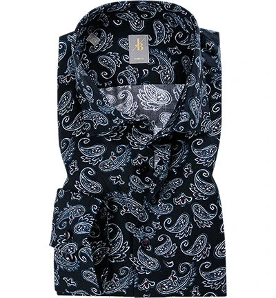 Hemd, Slim Fit, Popeline, Dunkelblau Gemustert 3 Hemd, Slim Fit, Popeline, Dunkelblau Gemustert