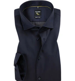 OLYMP Hemd, Super Slim Fit, Baumwoll-Stretch, Extra Langer Arm, Dunkelblau