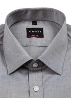 Venti Hemd, Body Fit, Baumwolle, Hellgrau Meliert -Maenner Mode Haus  333464 norm2