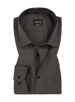 Venti Hemd, Body Fit, Baumwolle, Dunkelgrau