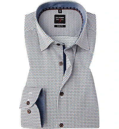 OLYMP Hemd, Body Fit, Baumwolle, Extra Langer Arm, Hellblau-cognac Gemustert 3 OLYMP Hemd, Body Fit, Baumwolle, Extra Langer Arm, Hellblau-cognac Gemustert
