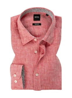 Boss Hemd, Regular Fit, Reines Leinen, Rot