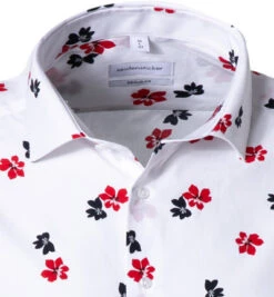 Seidensticker Kurzarmhemd, Regular Fit, Popeline, Weiß-rot Gemustert -Maenner Mode Haus  342644 norm2