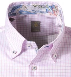 Kurzarmhemd, Custom Fit, Twill, Rosa-weiß Kariert -Maenner Mode Haus  346465 norm2