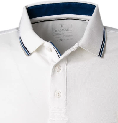 RAGMAN Polo-Shirt, Modern Fit, Baumwoll-Piqué, Weiß 4 RAGMAN Polo-Shirt, Modern Fit, Baumwoll-Piqué, Weiß – Bild 2