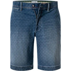 Bugatti Jeansshorts, Baumwoll-Stretch, Jeansblau Gemustert