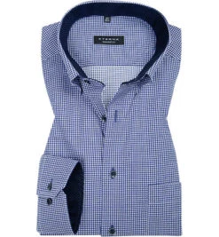 Eterna Hemd, Comfort Fit, Baumwolle, Dunkelblau Kariert