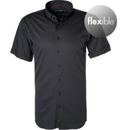 Kurzarmhemd, Tailored Fit, Jersey, Anthrazit