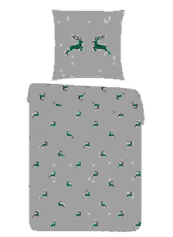Bettwäsche, 135x200 Cm, Baumwolle, Grau-grün Gemustert 4 Bettwäsche, 135x200 Cm, Baumwolle, Grau-grün Gemustert – Bild 2