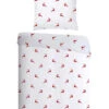 Bettwäsche, 135x200 Cm, Baumwolle, Weiß-rot Gemustert