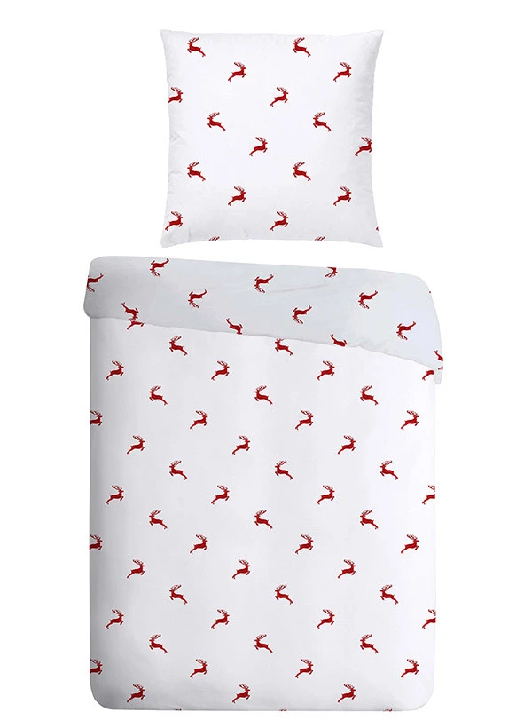 Bettwäsche, 135x200 Cm, Baumwolle, Weiß-rot Gemustert 3 Bettwäsche, 135x200 Cm, Baumwolle, Weiß-rot Gemustert