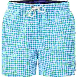 Bugatti Badeshorts, Mikrofaser, Blau-weiß Kariert -Maenner Mode Haus  361084 norm 1