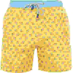 Badeshorts, Mikrofaser, Gelb-bleu Gemustert -Maenner Mode Haus  362897 norm 1