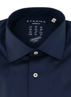 Eterna Hemd, Modern Fit, Mikrofaser Atmungsaktiv, Dunkelblau -Maenner Mode Haus  365634 norm2