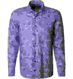 Hemd, Tailored Fit, Reines Leinen, Nachtblau Gemustert -Maenner Mode Haus  366408 norm 1