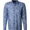 Hemd, Tailored Fit, Reines Leinen, Nachtblau Gemustert -Maenner Mode Haus  366408 norm