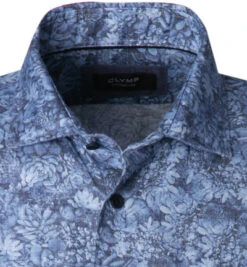 Hemd, Tailored Fit, Reines Leinen, Nachtblau Gemustert -Maenner Mode Haus  366408 norm2