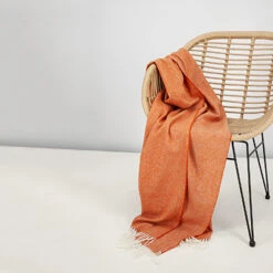 Eagle Decke, Lammwolle, Orange Meliert