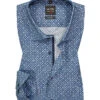 OLYMP Hemd, Body Fit, Baumwolle, Extra Langer Arm, Rauchblau Gemustert -Maenner Mode Haus  368237 norm