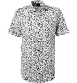 OLYMP Kurzarmhemd, Modern Fit, Popeline, Blau-braun Gemustert -Maenner Mode Haus  368512 norm 1