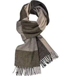 Schal, Kaschmir-Wolle, Grün-grau Kariert