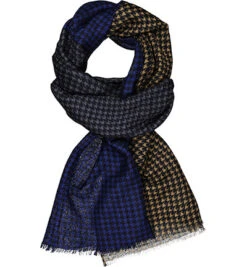 Schal, Wolle, Blau-gelb Gemustert