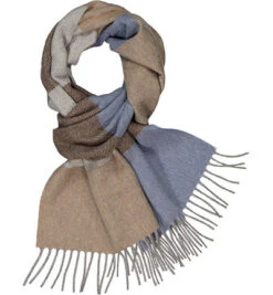 Schal, Reines Kaschmir, Blau-braun