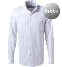 OLYMP Hemd, Body Fit, Jersey Geruchshemmend, Extra Langer Arm, Weiß