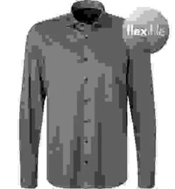 OLYMP Hemd, Body Fit, Jersey Geruchshemmend, Silbergrau Gemustert -Maenner Mode Haus  373963 norm 1