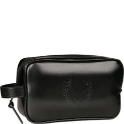 Fred Perry Kulturtasche, Leder, Schwarz