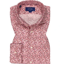 ETON Hemd, Slim Fit, Baumwolle, Rot Gemustert