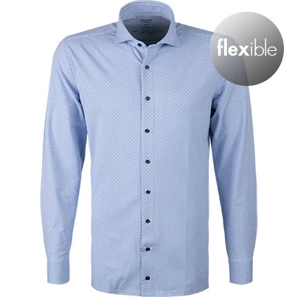 OLYMP Hemd, Modern Fit, Jersey Geruchshemmend, Extra Langer Arm, Bleu Gemustert 3 OLYMP Hemd, Modern Fit, Jersey Geruchshemmend, Extra Langer Arm, Bleu Gemustert