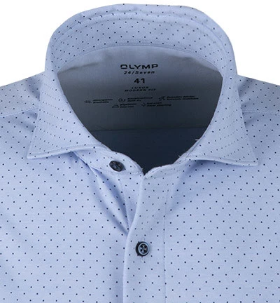 OLYMP Hemd, Modern Fit, Jersey Geruchshemmend, Extra Langer Arm, Bleu Gemustert 4 OLYMP Hemd, Modern Fit, Jersey Geruchshemmend, Extra Langer Arm, Bleu Gemustert – Bild 2