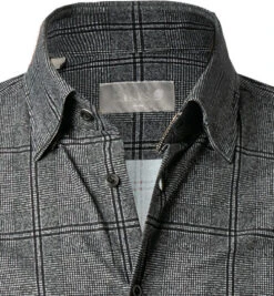 Hemd, Slim Fit, Jersey Geruchshemmend, Grau Kariert -Maenner Mode Haus  376310 norm2