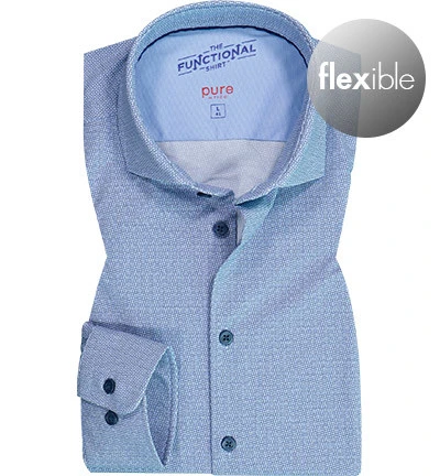 Pure Hemd, Funktionsmaterial, Mittelblau Gemustert 3 Pure Hemd, Funktionsmaterial, Mittelblau Gemustert