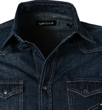 Gas Jeanshemd, Baumwolle-Leinen, Dunkelblau 4 Gas Jeanshemd, Baumwolle-Leinen, Dunkelblau – Bild 2
