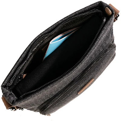 Bugatti Schultertasche, Mikrofaser, Grau Meliert 6 Bugatti Schultertasche, Mikrofaser, Grau Meliert – Bild 4