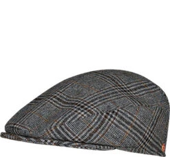 Schiebermütze, Wolle, Grau-braun Kariert