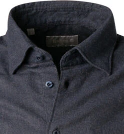 Hemd, Slim Fit, Flanell, Dunkelblau Meliert -Maenner Mode Haus  380457 norm2