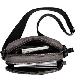 Marc O'Polo Schultertasche, Bio Baumwolle Gewachst, Graubraun -Maenner Mode Haus  384940 norm3