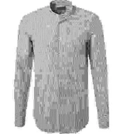 Hemd, Slim Fit, Leinen, Dunkelblau-weiß Gestreift -Maenner Mode Haus  385432 norm 1