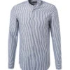 Hemd, Slim Fit, Leinen, Dunkelblau-weiß Gestreift -Maenner Mode Haus  385432 norm