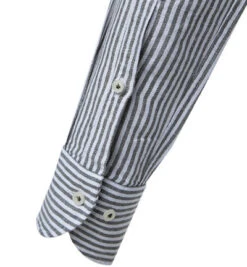 Hemd, Slim Fit, Leinen, Olivegrün-weiß Gestreift -Maenner Mode Haus  385433 norm3