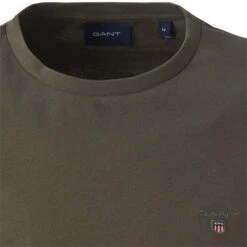 Gant T-Shirt, Regular Fit, Baumwolle, Olivegrün -Maenner Mode Haus  385730 norm2
