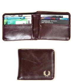 Fred Perry Karten-Scheinbörse, Kunstleder, Bordeaux