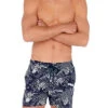 Hom Badeshorts, Mikroaser, Blau-weiß Gemustert