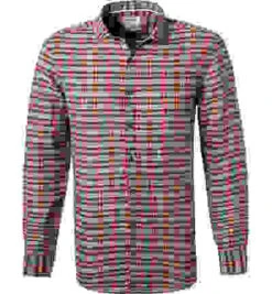 OLYMP Hemd, Body Fit, Reines Leinen, Rot-grün Kariert -Maenner Mode Haus  387461 norm 1